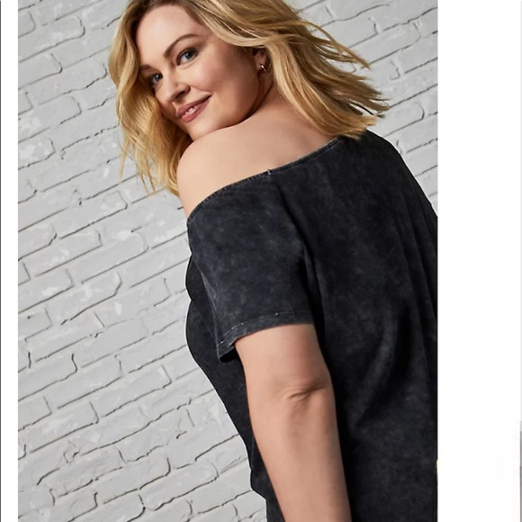 Torrid Off Shoulder Heritage Slub Sunshine & Whiskey Tee Sz 4X - Picture 3 of 16